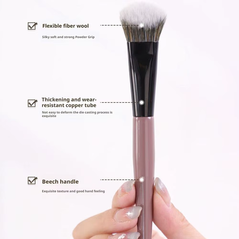 Pinceau à blush incliné pour poudre, crème et liquide – Pinceau plat et précis pour le maquillage – Outils de maquillage