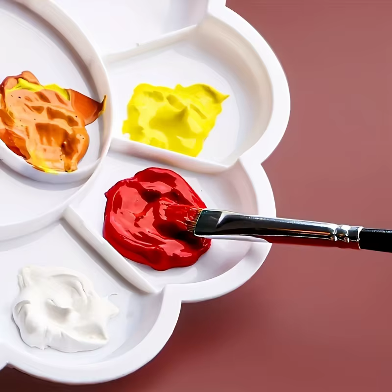 10 palettes en forme de fleur de prunier avec pinceaux