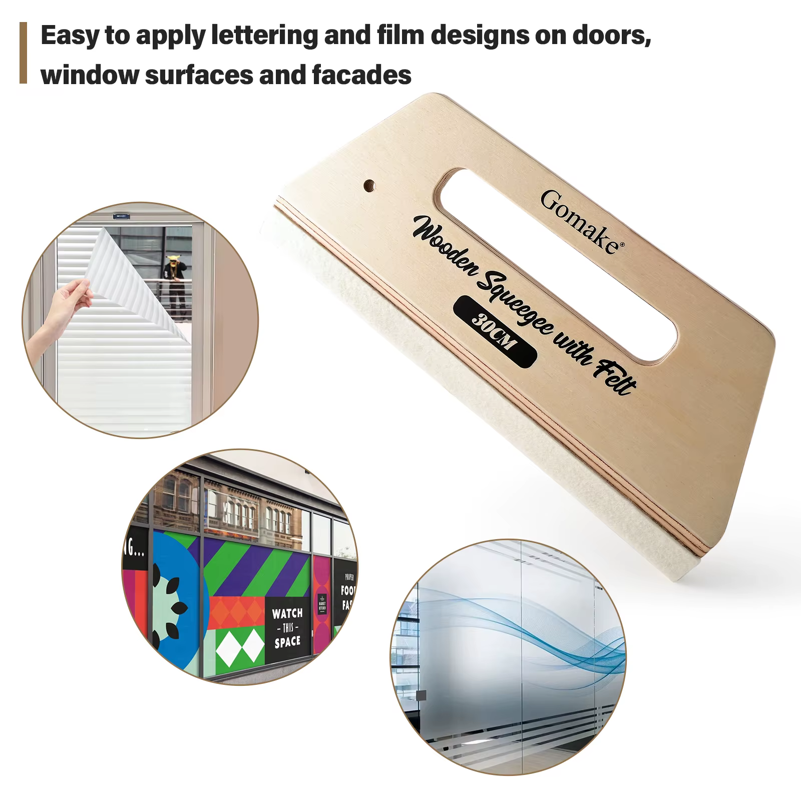 FOSHIO papier peint lissage raclette en bois avec bord feutre voiture Film décalcomanies teinte emballage grattoir sol porte graphique installer outil