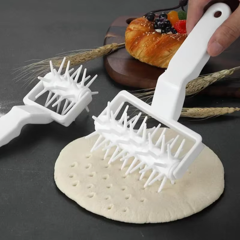 Outils de cuisson, rouleau à Pizza, poinçon, pâtisserie, rouleau à pâtisserie, gaufrage de tarte, processus de roulement de pâte sèche, trou de tarte
