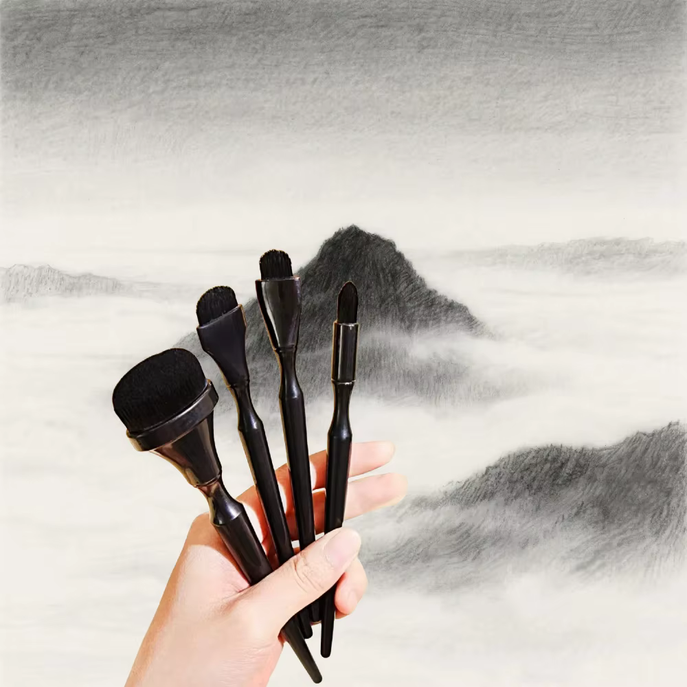 Pinceau de rendu noir, pinceau aquarelle durable pour charbon de bois