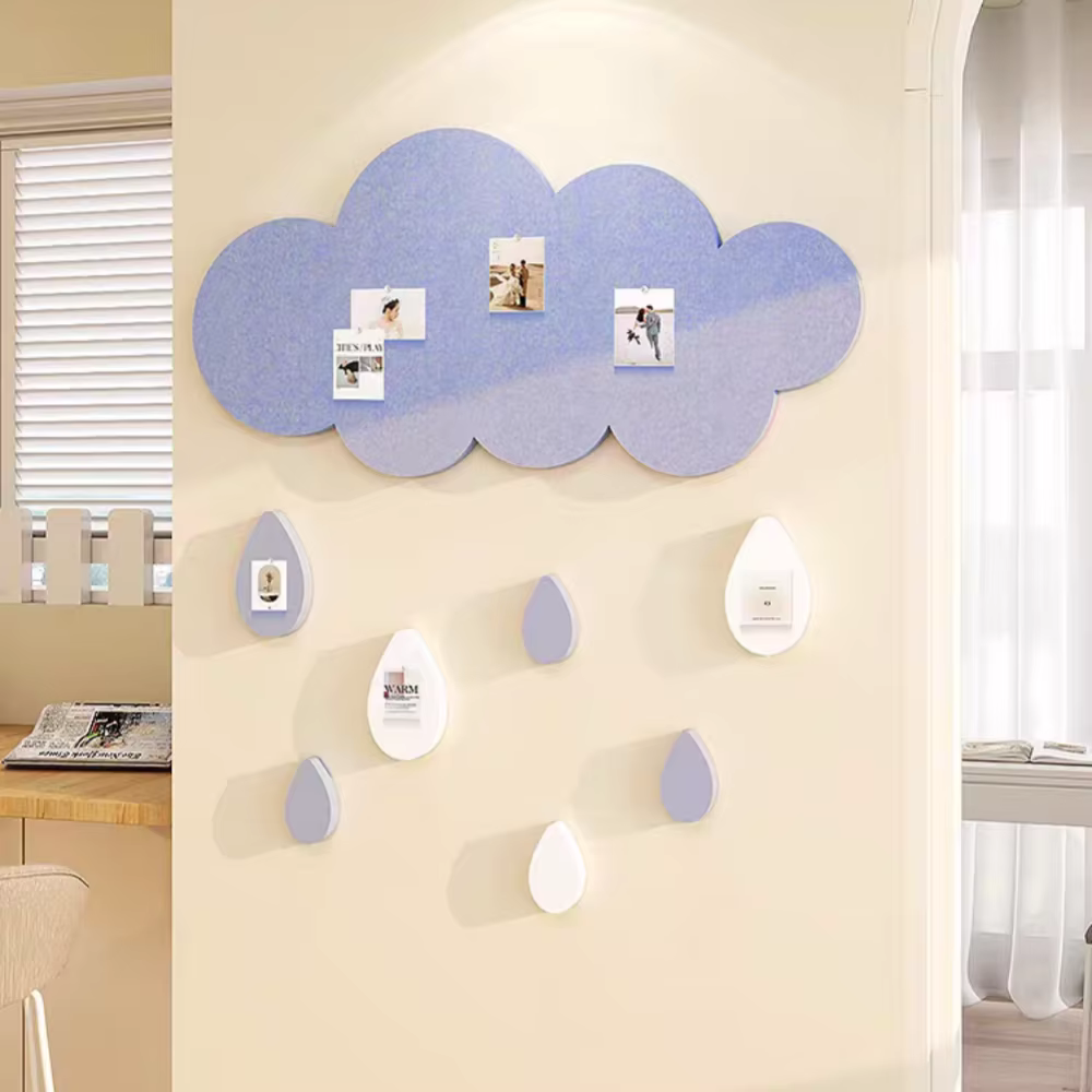 Tuiles murales en feutre Nuages et Gouttes de Pluie