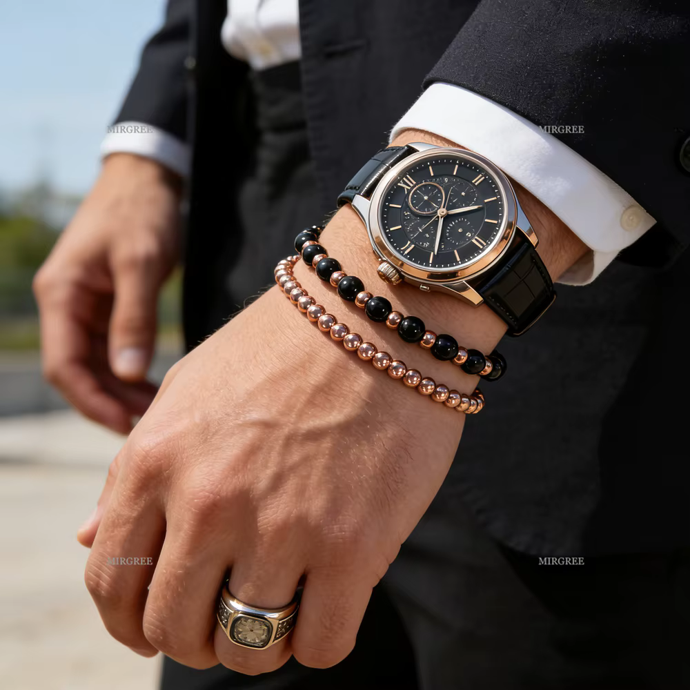 Bracelet en hématite perlé, style bohème, unisexe pour un usage quotidien décontracté, cadeau idéal pour les fêtes et les anniversaires