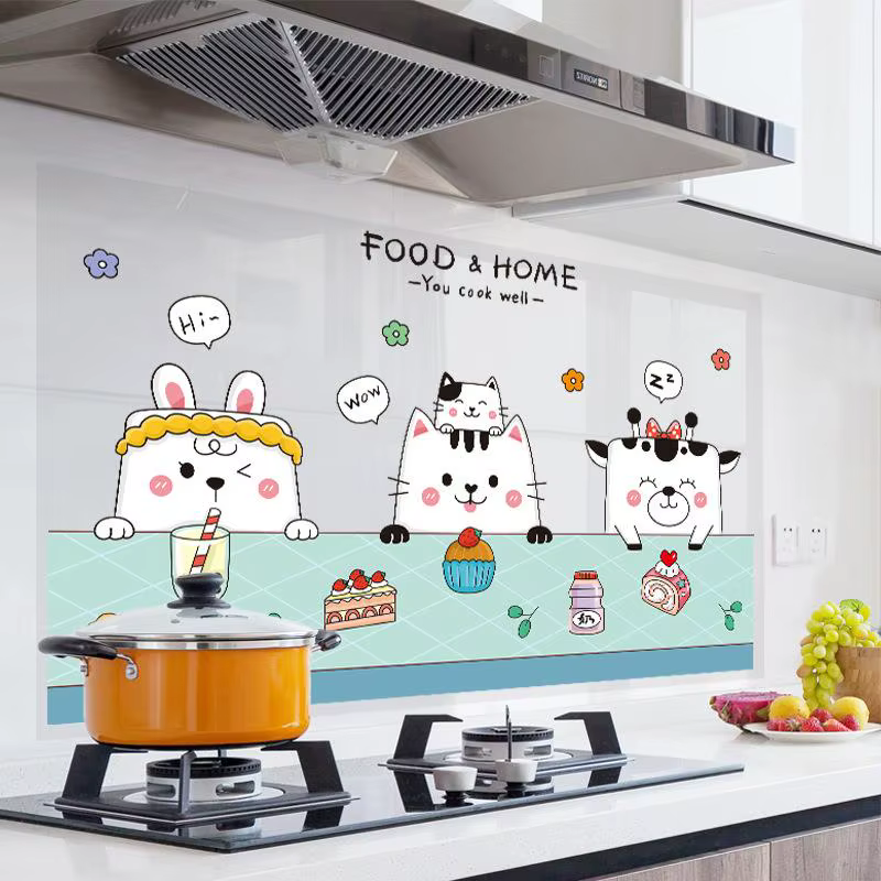 Autocollants muraux auto-adhésifs résistants à l'huile pour cuisine