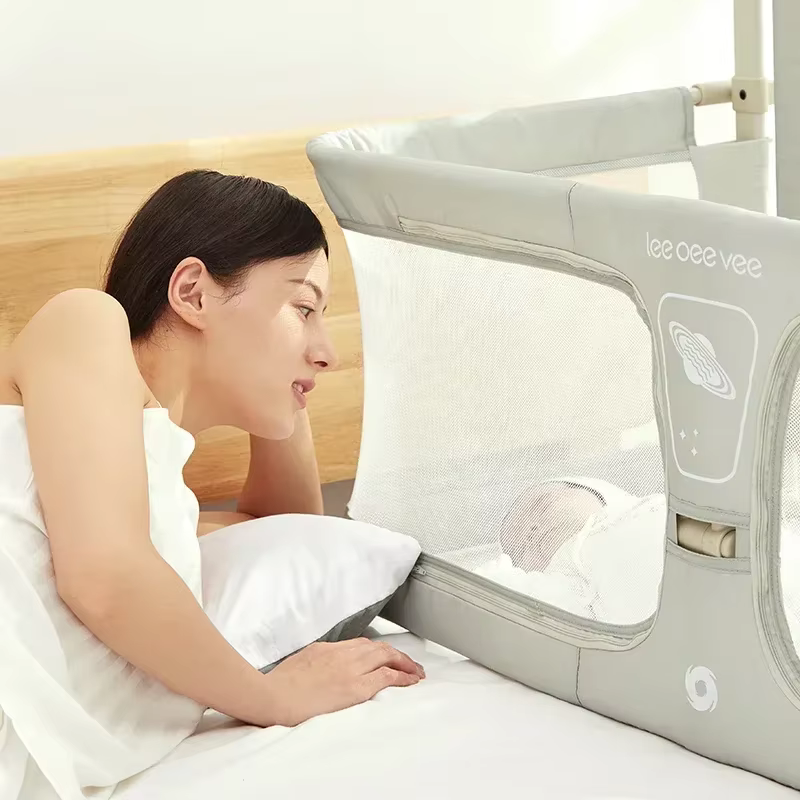 Lit de bébé pliable à double usage, Cuna de couchage pour nourrissons en bas âge, Protection de sécurité, berceaux de chevet faciles à installer