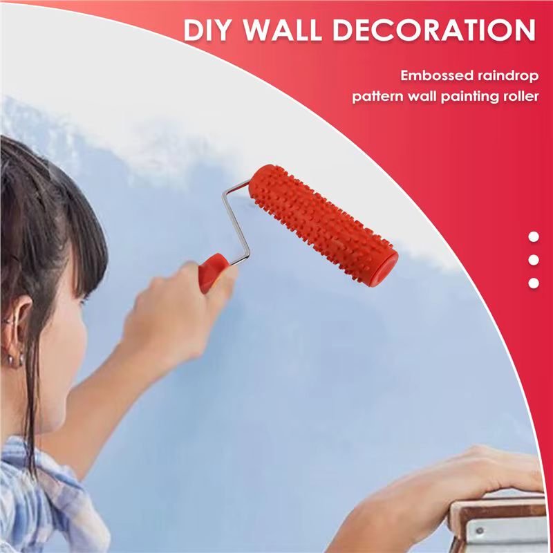 Rouleau de peinture goutte de pluie en relief A69e7inch avec poignée en plastique pour la décoration murale