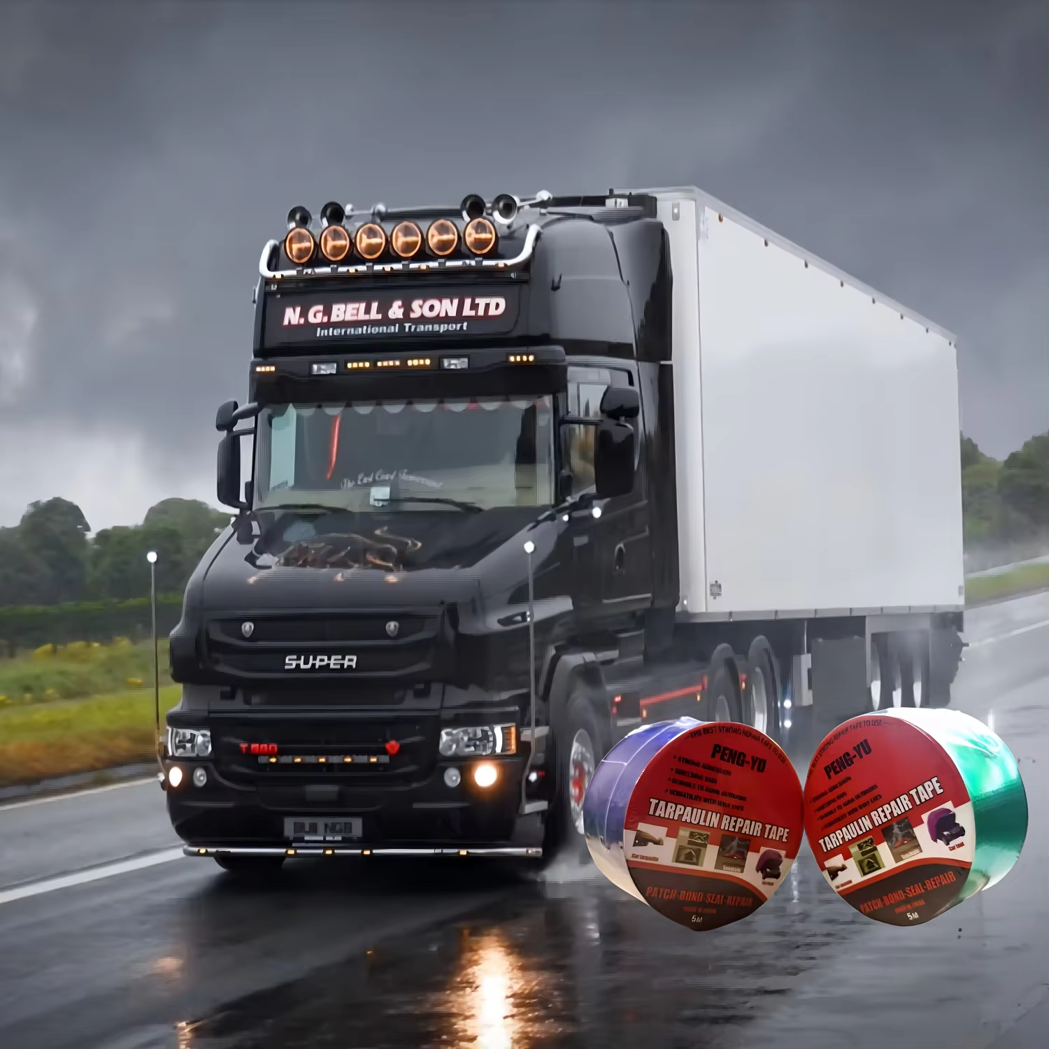 Ruban de réparation auto-adhésif robuste pour bâche de camion