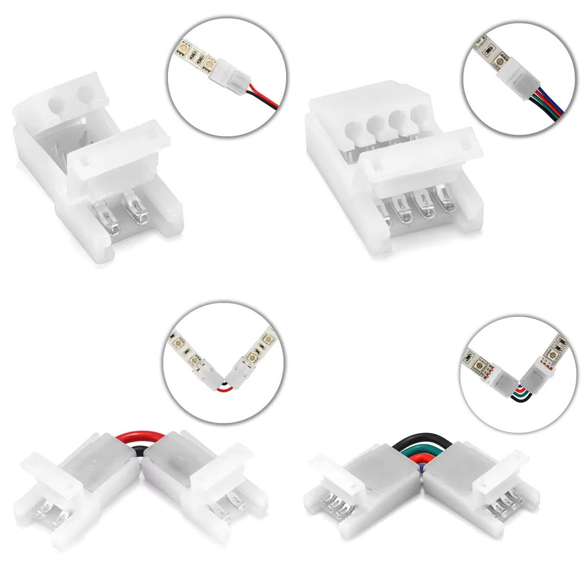 Connecteur de bande LED 2/3/4 broches 8/10mm