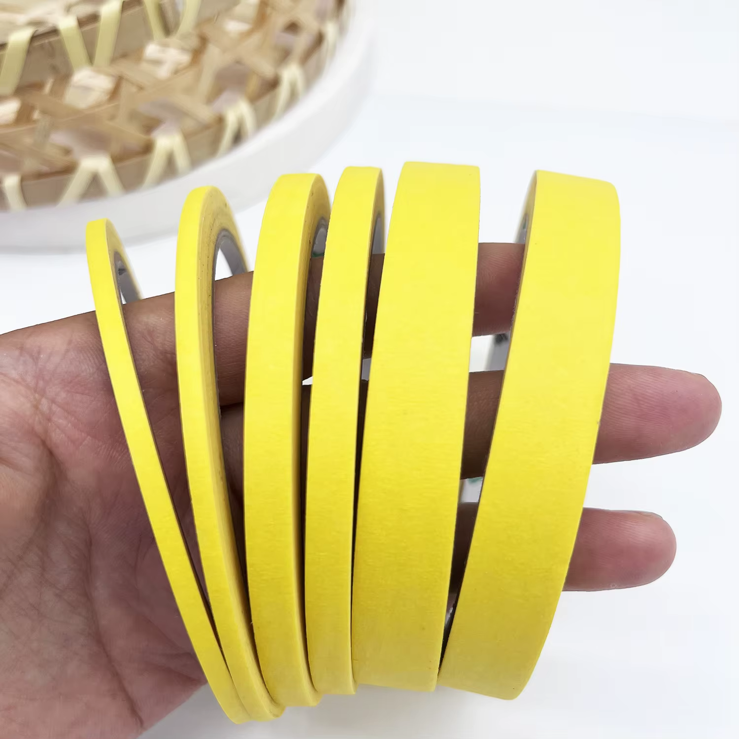 Ruban en papier jaune de 3 tailles-3/6 rouleaux artistiques pour le masquage de peinture en aérosol