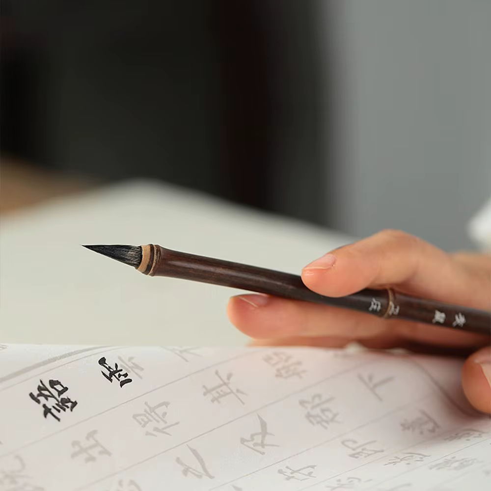 Bambou loup cheveux dessin cruciforme étudiant artiste chinois pinceaux Script écriture brosse calligraphie
