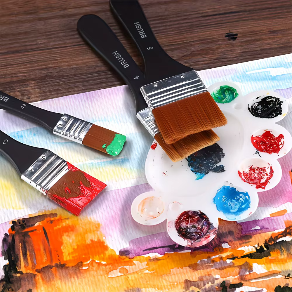 Ensemble de pinceaux plats larges en nylon Yutiars Lacquer Art (4+4 pièces)