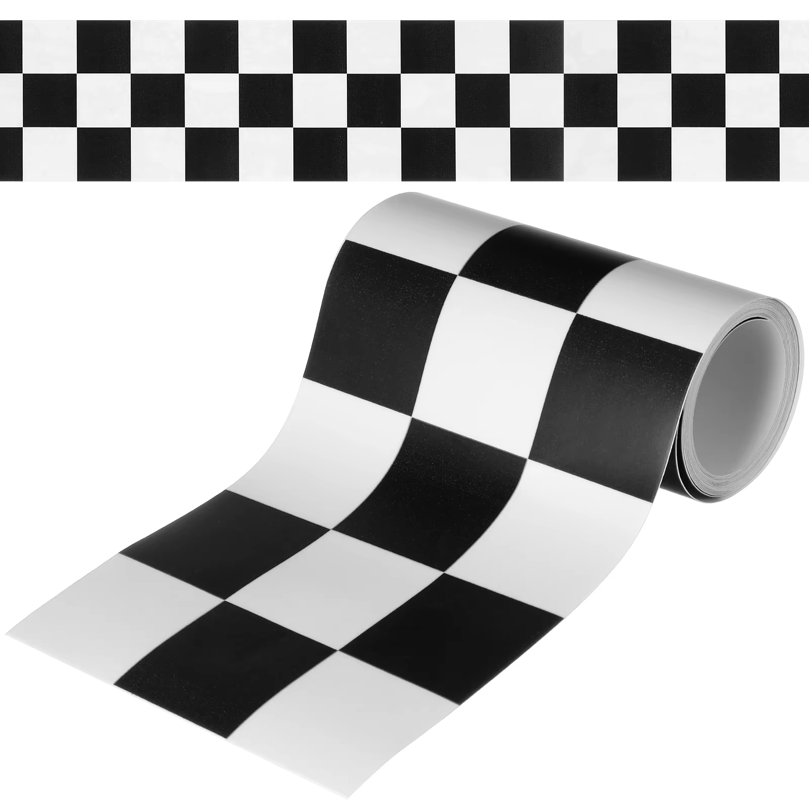 1 Rouleau d'Autocollant de Bordure à Carreaux Noir