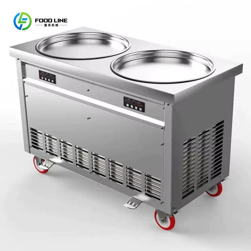 Machine à rouleaux de crème glacée thaïlandaise commerciale personnalisée, simple ou double plaque, avec plaque froide