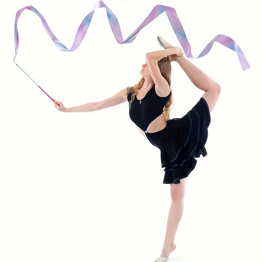 Équipement de gymnastique rythmique 2M, banderole de Ballet, ruban de danse, tige torsadée rythmique, bâton arc-en-ciel, entraînement étoile clignotante
