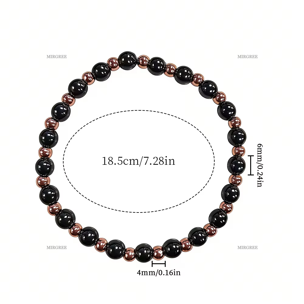 Bracelet en hématite perlé, style bohème, unisexe pour un usage quotidien décontracté, cadeau idéal pour les fêtes et les anniversaires