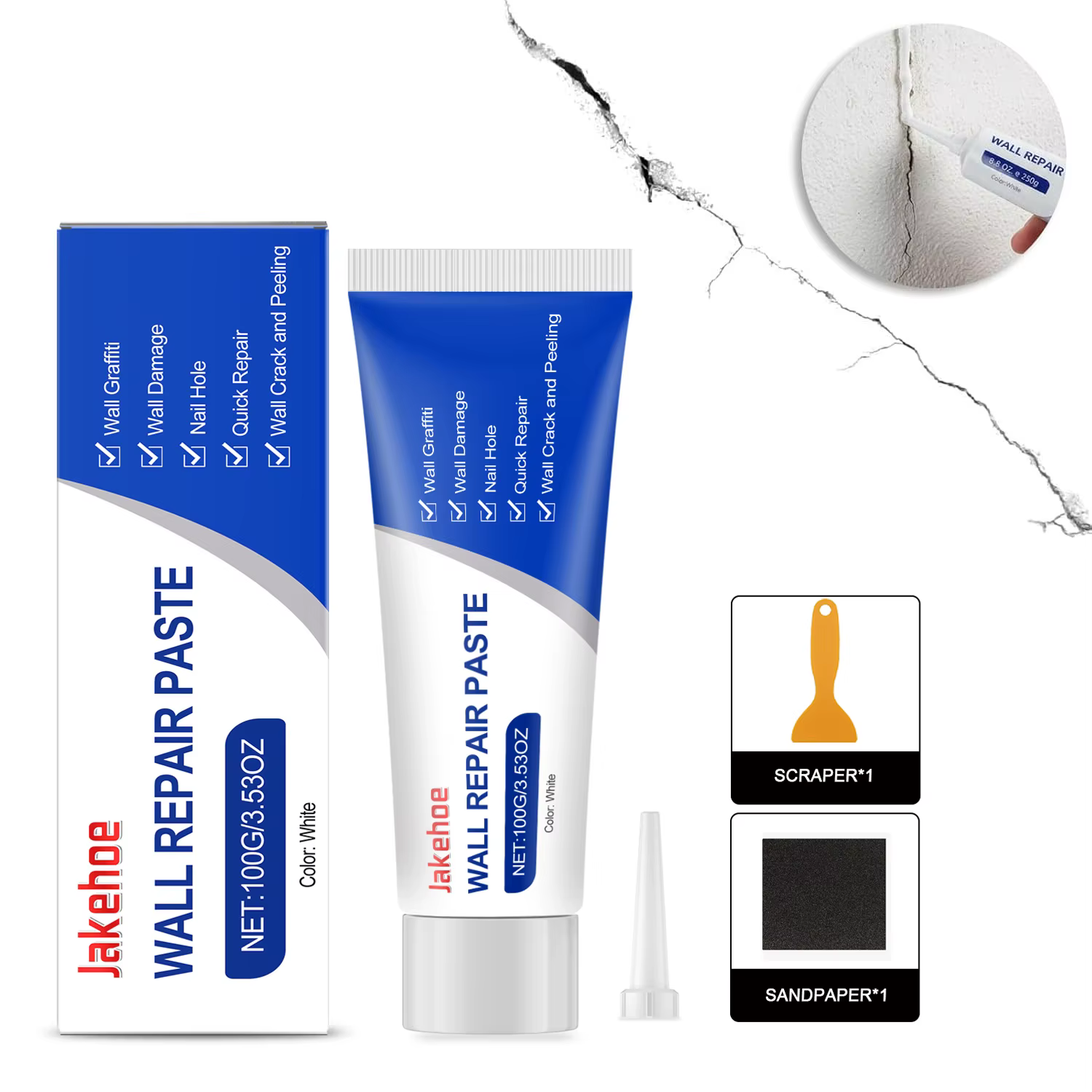 Kit de réparation de cloisons sèches avec racloir