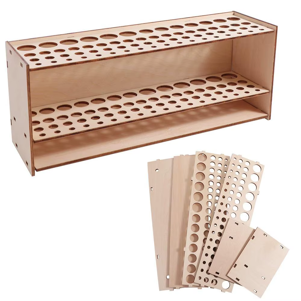 Porte-pinceau en bois, 67 trous