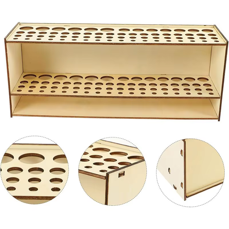 Porte-brosse en bois à 67 fentes