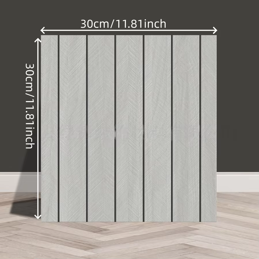 5 pièces de revêtements muraux autocollants à texture rayée imitation bois pour la rénovation et la décoration intérieure