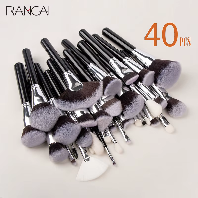 Ensemble de pinceaux de maquillage professionnels, 40 pièces, poils synthétiques doux, mélange de poudre, Contour des sourcils, fard à paupières, brosse de fond de teint en éventail
