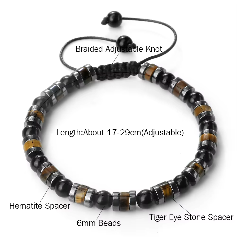 Bracelets en pierre d'oeil de tigre en hématite pour hommes et femmes, en pierre de lave noire mate naturelle, Protection de la santé, bijoux d'âme, cadeaux