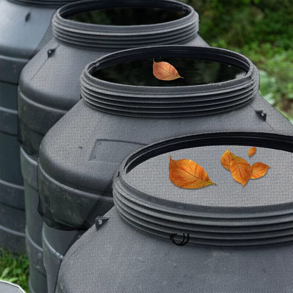 Couverture en filet pour seau de récupération d'eau de pluie avec cordon de serrage