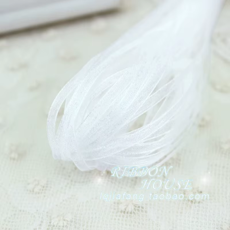 Vente (10 mètres) ruban en mousseline de soie Organza de 6mm de largeur