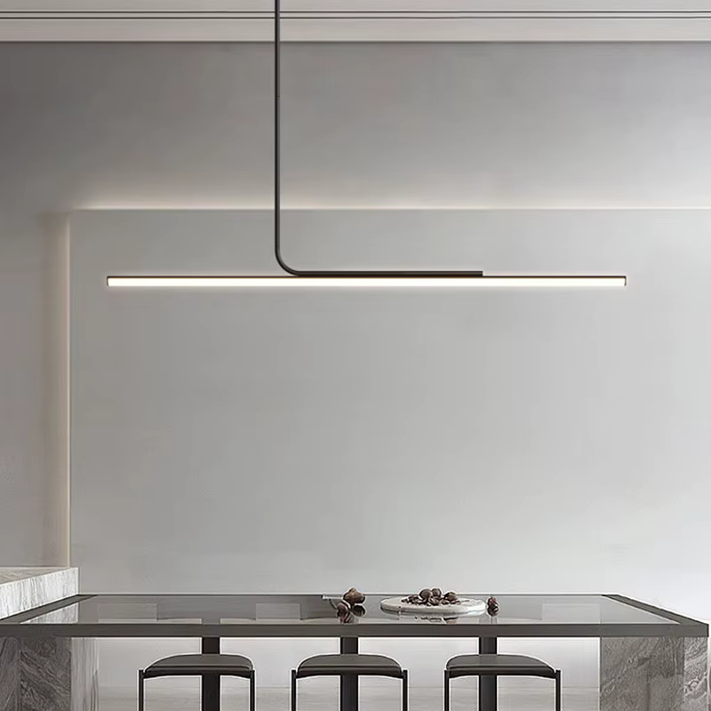 Lampes suspendues LED à longue bande moderne pour salon salle à manger bureaux cuisine lustre noir décor à la maison luminaire suspendu