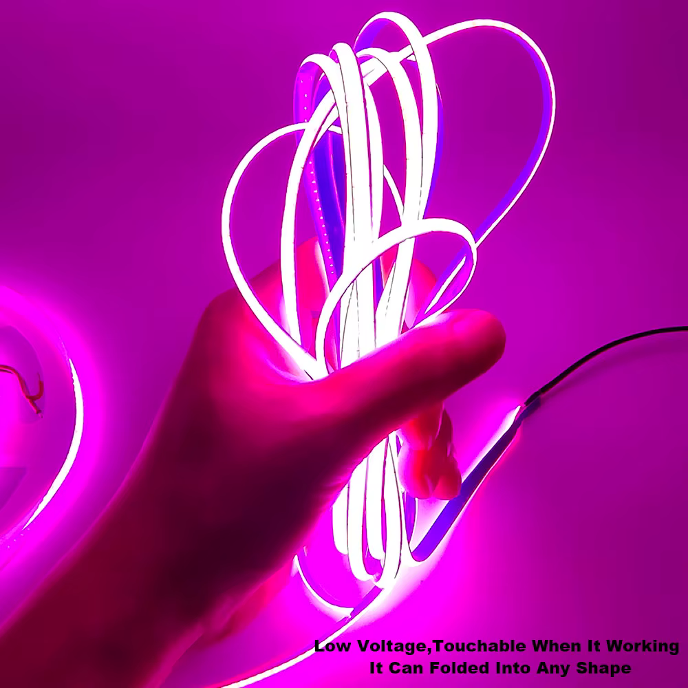 Bande LED COB 12V 24V 5mm/8mm PCB 400/480LED s/m bande LED Flexible rouge/vert/bleu/rose/bleu glace/jaune pour la décoration de la maison lumières LED