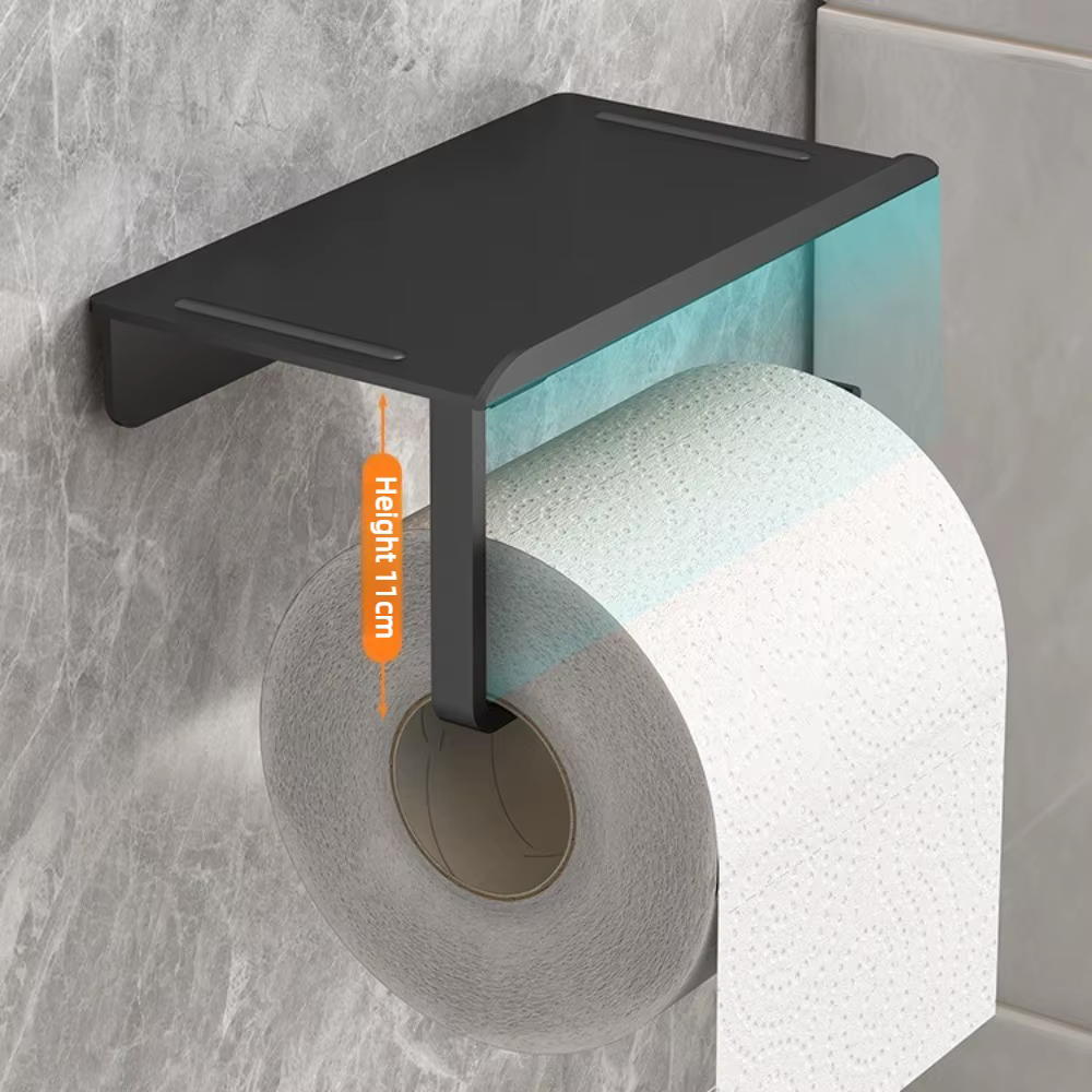 Porte-papier toilette mural sans perçage, support de rouleau de papier toilette auto-adhésif pour salle de bain, rangement de mouchoirs, accessoires de toilette