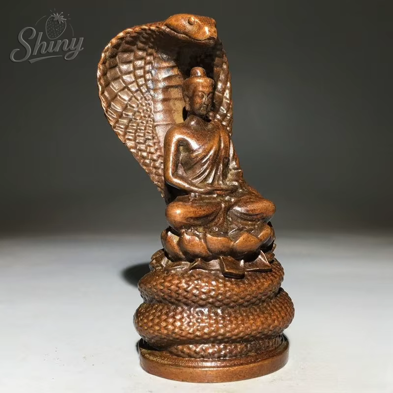 Statue de Bouddha antique protégée par Naga, sculpture bouddhiste vintage, décoration spirituelle pour la méditation et le sanctuaire domestique, protection spirituelle