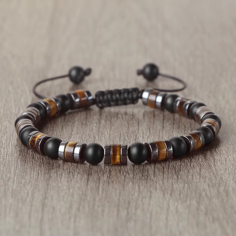 Bracelets en pierre d'oeil de tigre en hématite pour hommes et femmes, en pierre de lave noire mate naturelle, Protection de la santé, bijoux d'âme, cadeaux