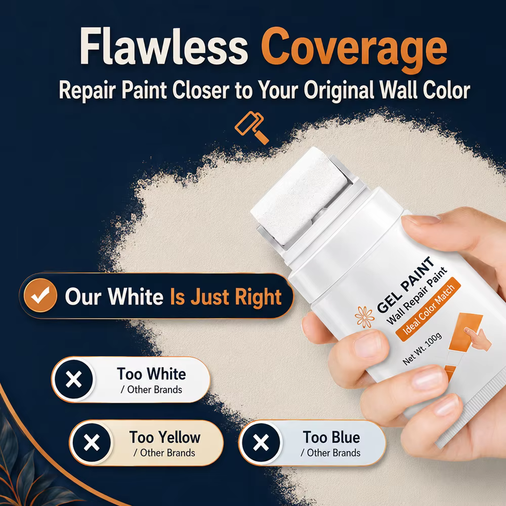 Peinture de réparation murale blanche avec rouleau intégré 100g – Gel de retouche à séchage rapide pour taches