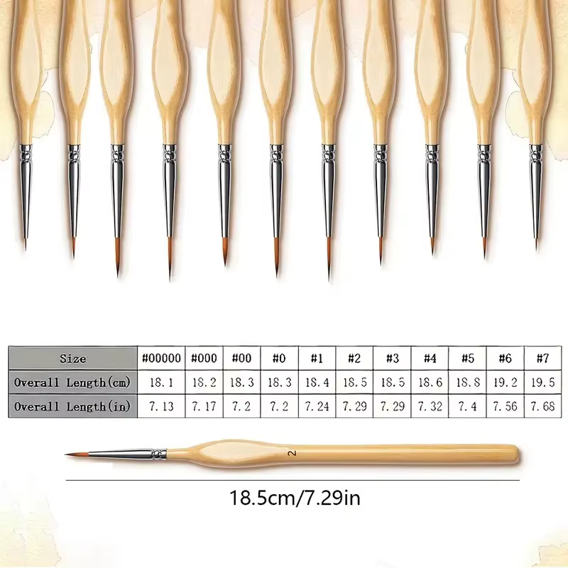 Ensemble de 11 pinceaux d'art de haute qualité