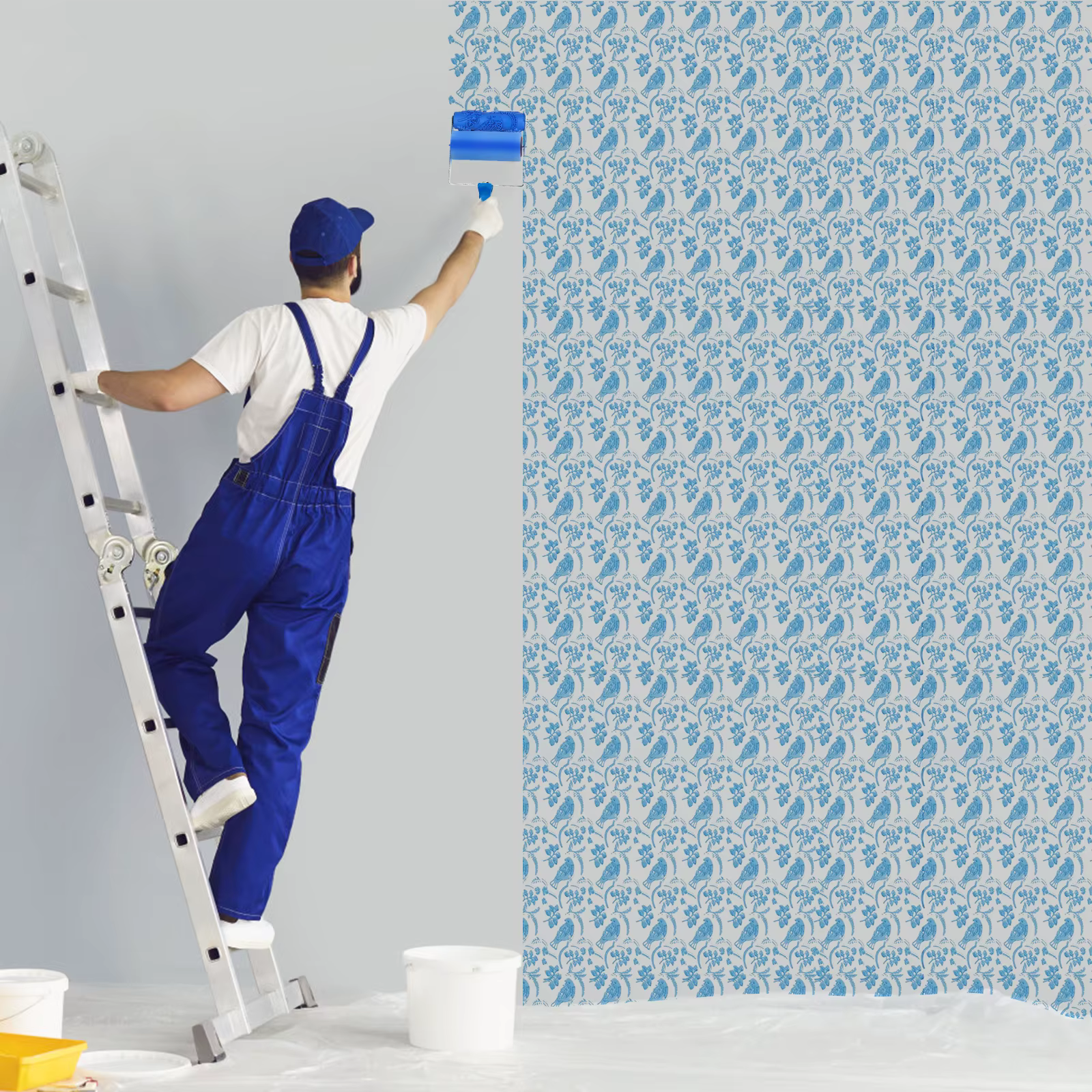 Rouleau de peinture en caoutchouc à motifs pour décoration murale