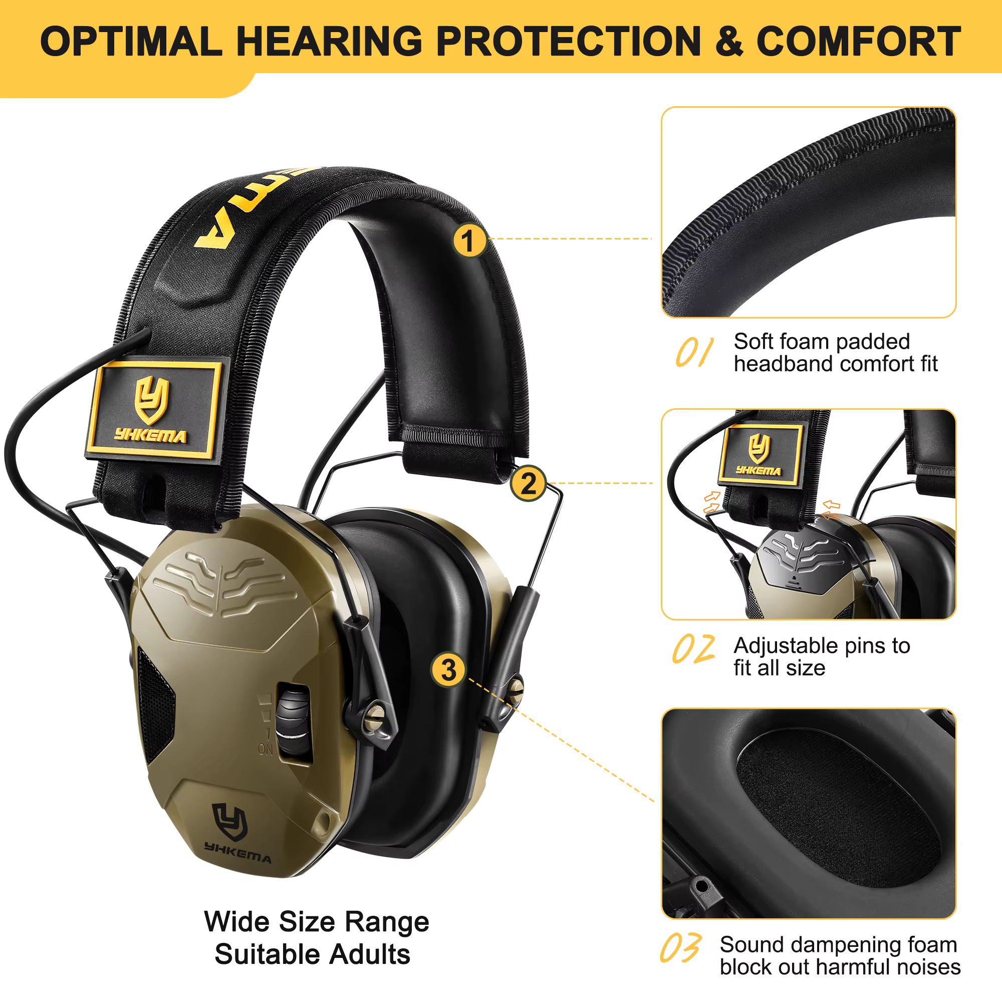 Cache-oreilles de Protection auditive électronique pour le tir, casque de Protection auditive de portée de pistolet, écouteurs à réduction de bruit pour la chasse
