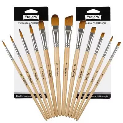 Ensemble de pinceaux en nylon à poils doux pour peinture acrylique