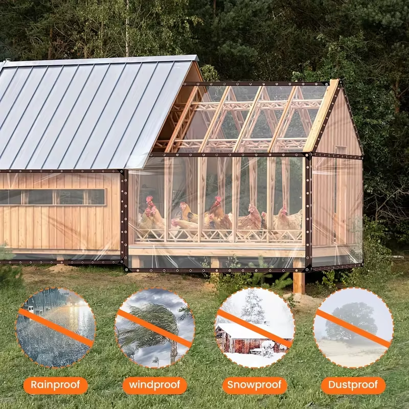 Bâches transparentes imperméables avec œillets - Couverture extérieure multi-usages pour patio