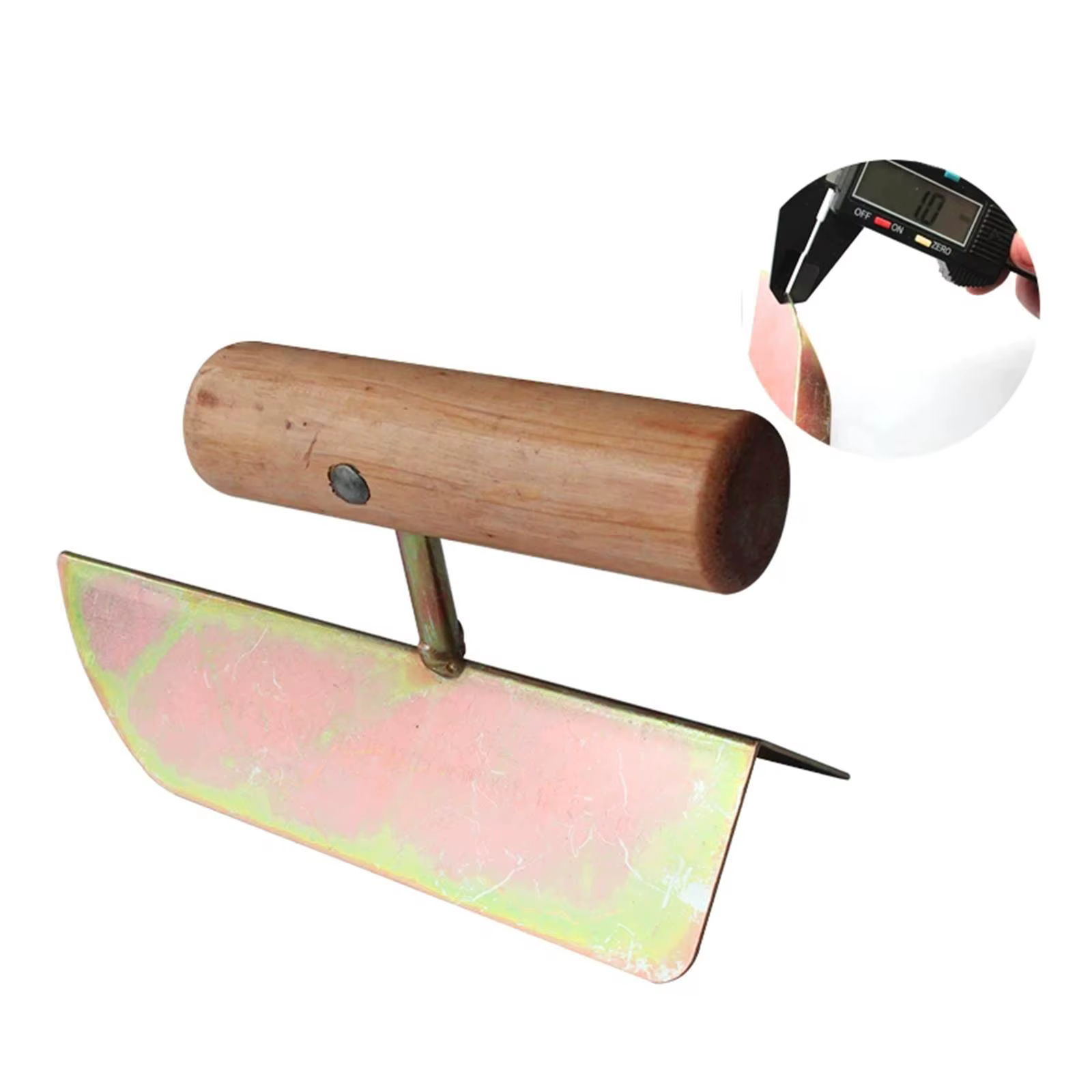 Truelle d'angle pour cloisons sèches avec manche en bois
