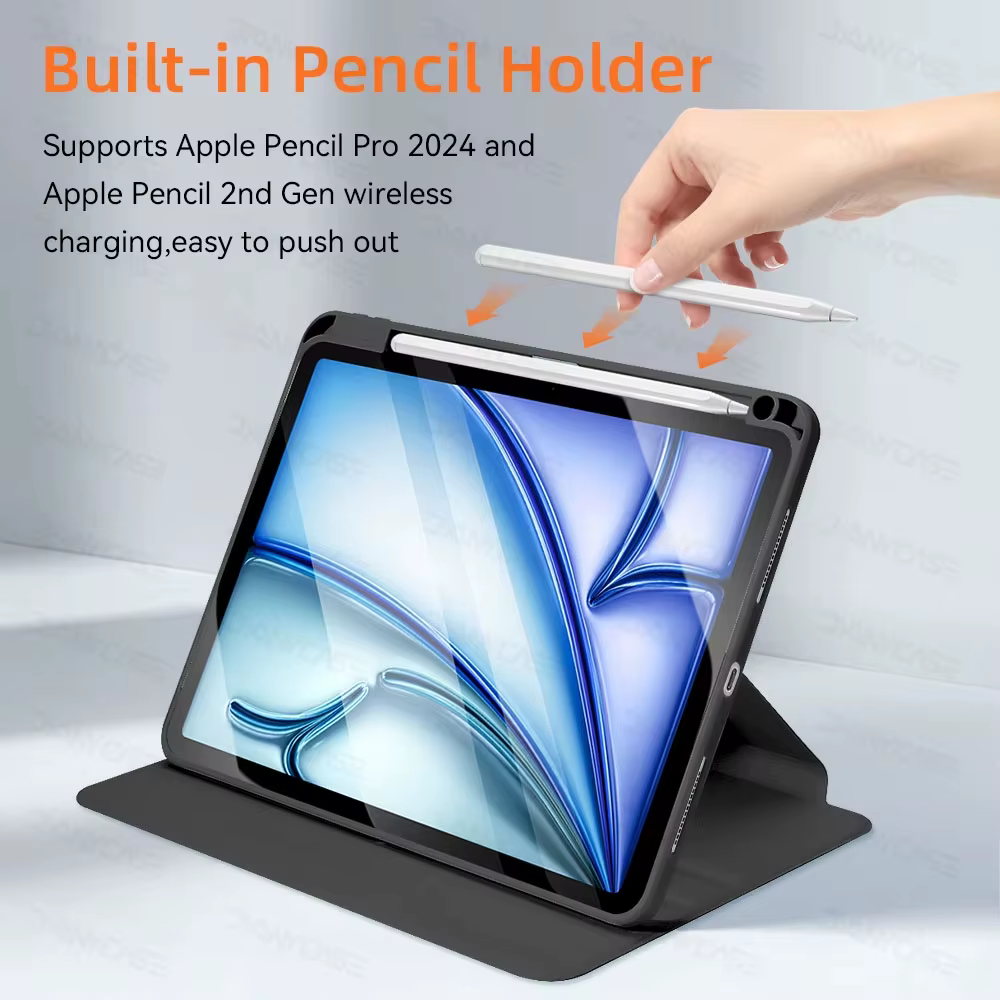 360 °   Housse rotative pour iPad Air 11 M2, étui pour Air 5/4 iPad 10e génération 10,9 pouces Mini 6 7/8/9e 10,2 pouces Pro 11 12,9 13, housse pour tablette