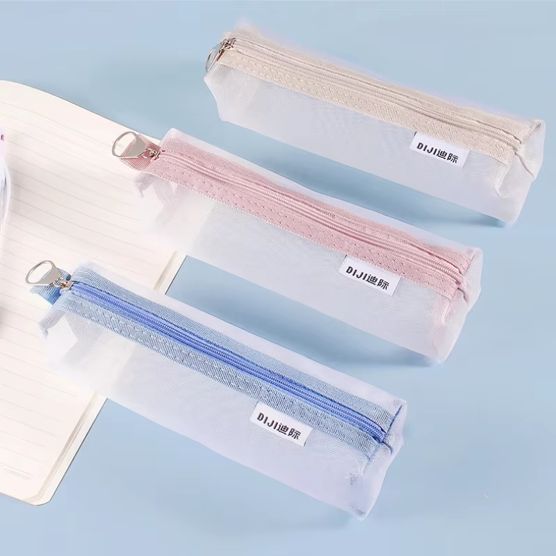 Pochette de maquillage pour rouge à lèvres, sacs de rangement pour pinceaux de maquillage, trousse à crayons en maille transparente pour étudiants, organisateur de cosmétiques de voyage pour femmes
