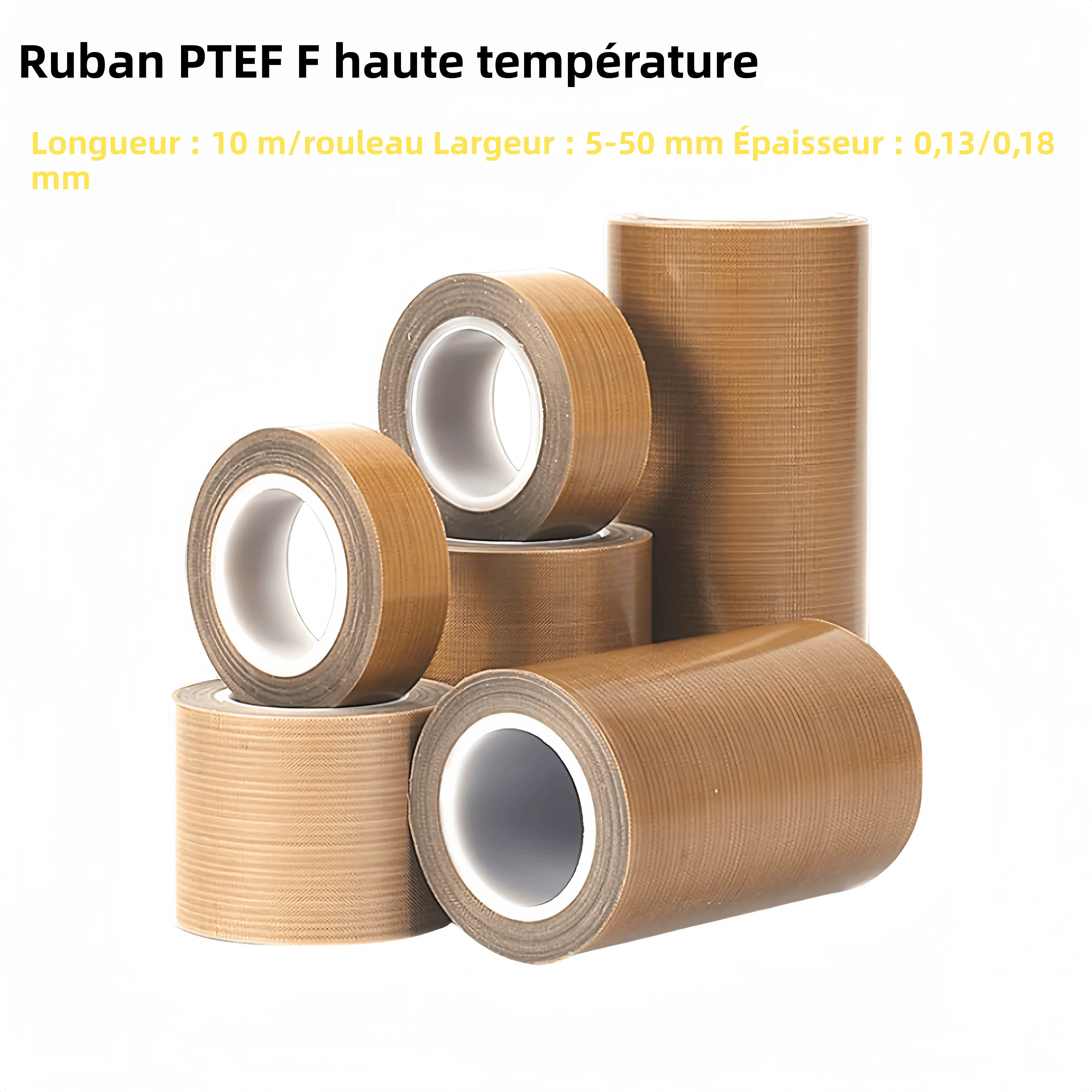 Ruban adhésif en PTFE, largeur du tissu 5 ~ 100mm