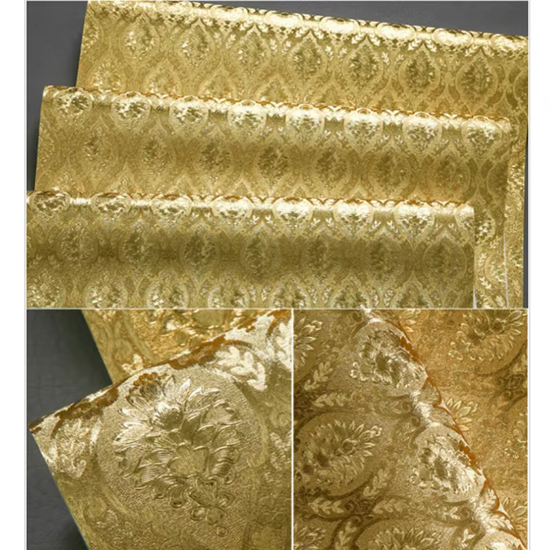 Luxe classique or papier peint rouleau chambre salon Relief mur feuille d'or de papel damassé fonds d'écran