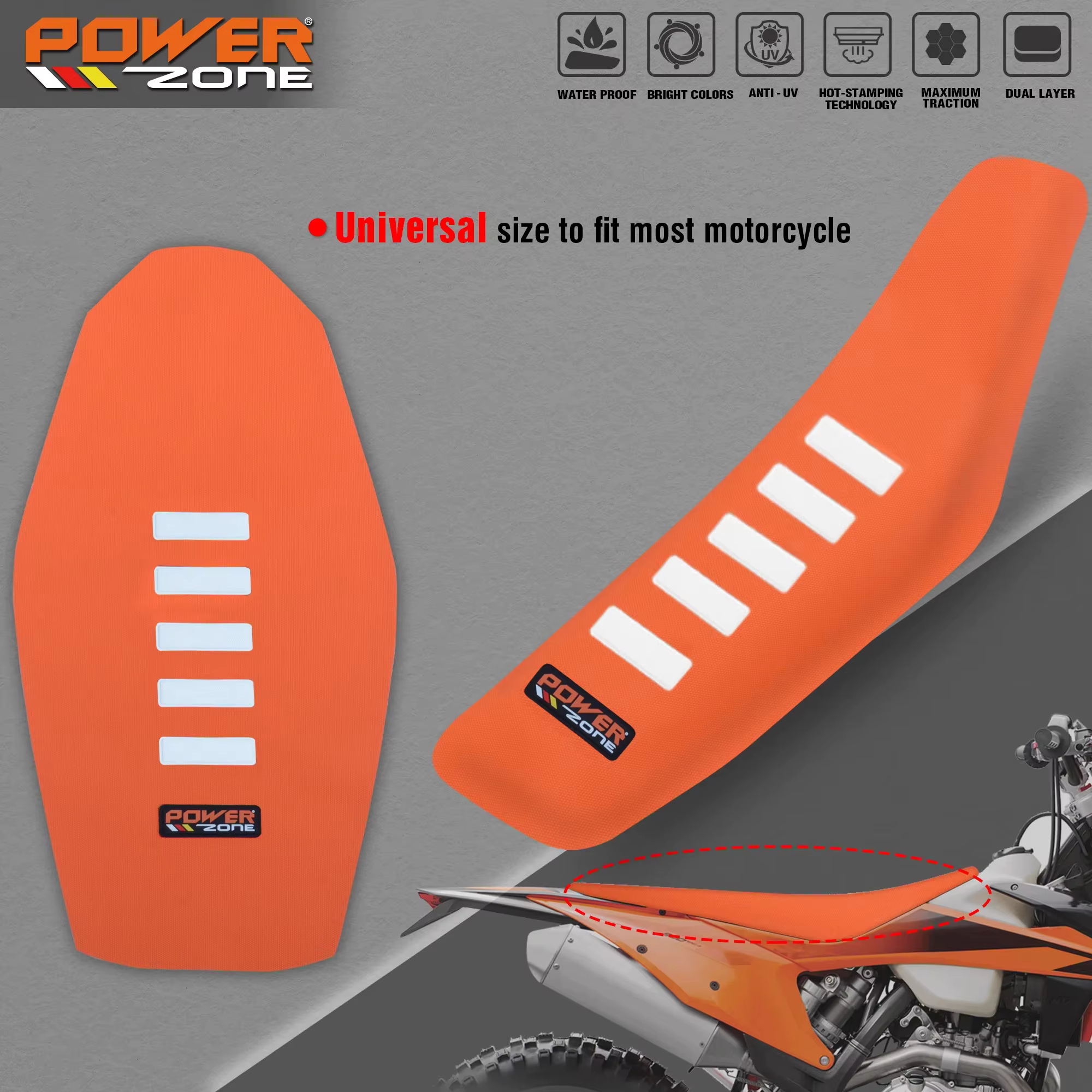 Powerzone – housse de siège à pince nervurée, ensemble étanche, Protection antidérapante bouleversée, pour SXF EXC KXF CRF YZF WR TC TE