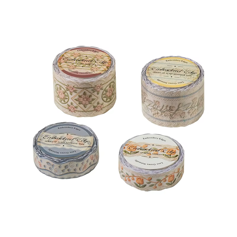 1 rouleau/2 rouleaux de ruban washi à bordure brodée simulée