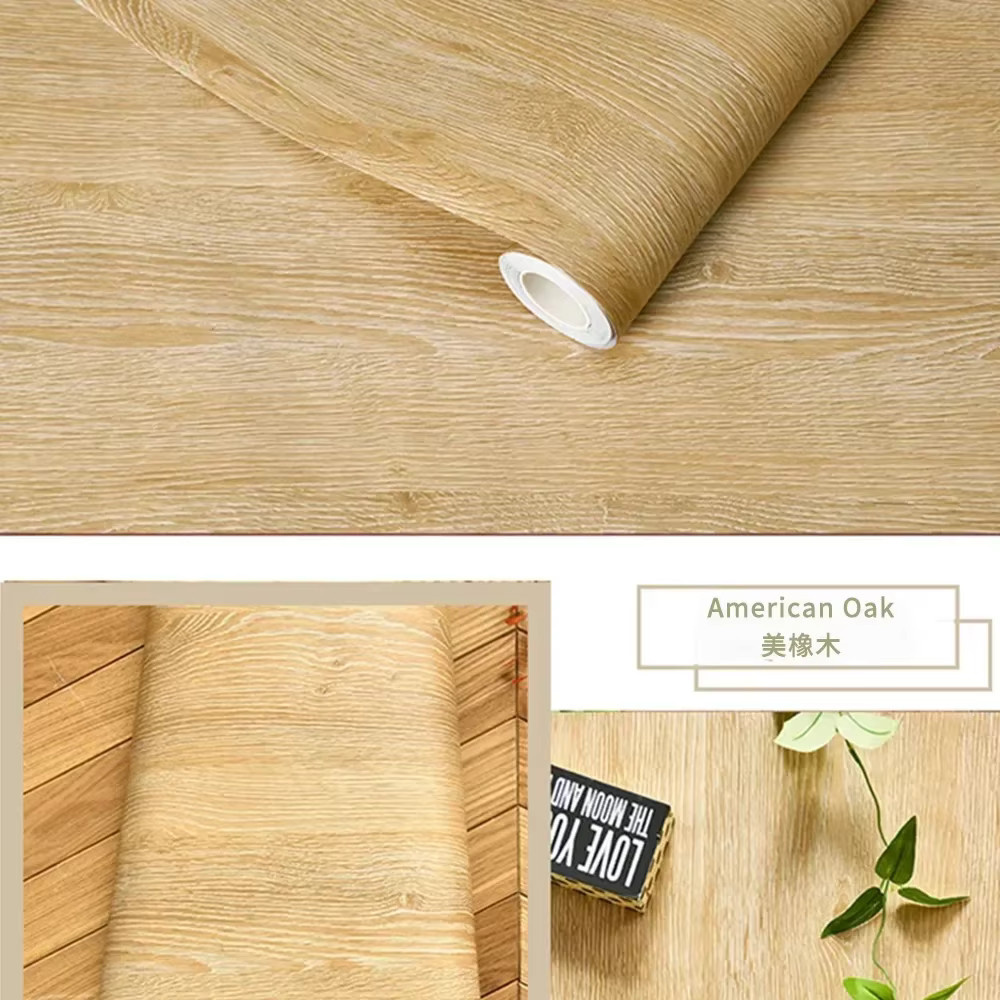 Papier peint auto-adhésif imperméable à l'eau à effet bois pour tables