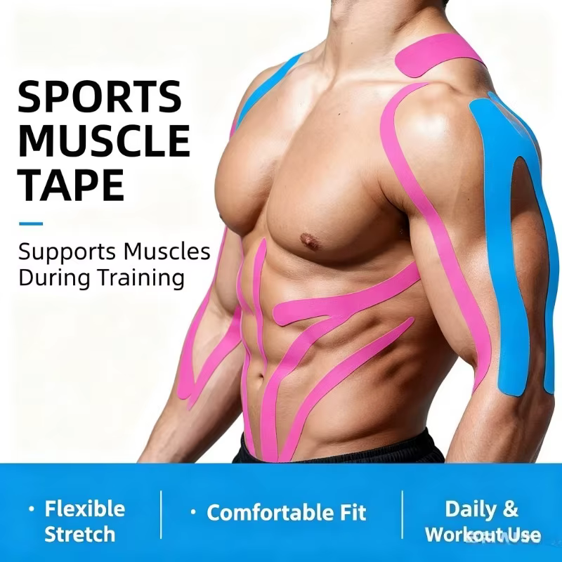Bande de kinésiologie sportive imperméable, autocollants de protection musculaire, bandage athlétique pour la récupération, soulagement de la douleur, tennis, gym