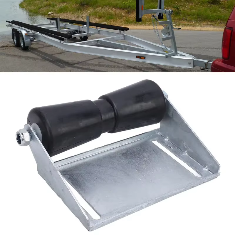 Rouleaux de remorque de bateau avec support, Kit d'assemblage de rouleaux de quille en caoutchouc et acier galvanisé, robuste, économie d'effort
