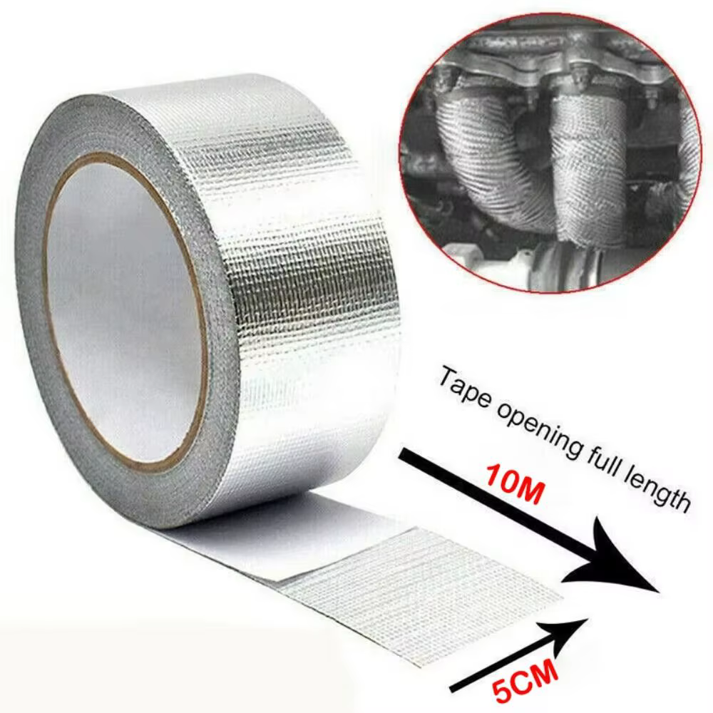 Nouveau 10M fibre de verre feuille d'aluminium ruban haute température argent
