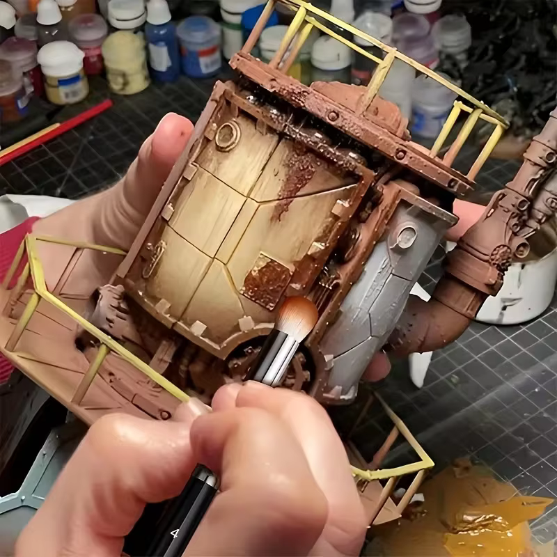 Un ensemble de 6 pinceaux professionnels pour peinture à sec avec manches en bois